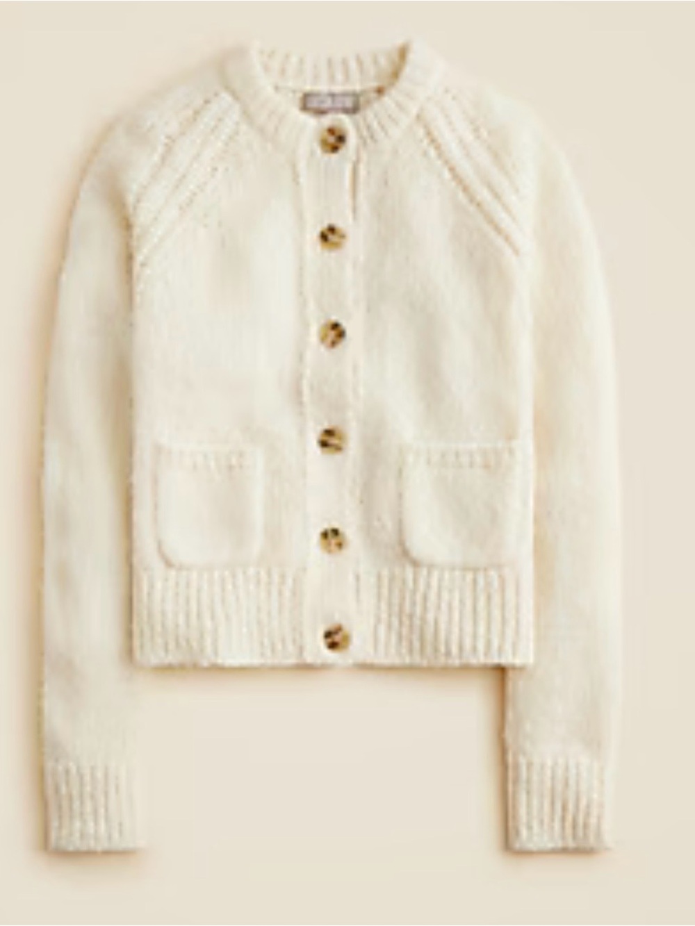 J. Crew Cream Button-Front Pocket Cardigan